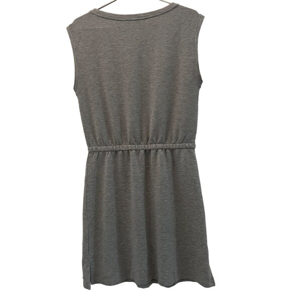 MEDIUM M Calvin Klein Womens Gray Drawstring Waist Jersey Knit Sleeveless Dress - Picture 5 of 6